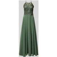 V.M. Abendkleid mit Spitzen- und Paillettenbesatz in Gruen, Größe 36 von V.M.
