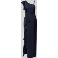 V.M. Abendkleid mit Volants in Dunkelblau, Größe 40 von V.M.