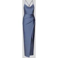 V.M. Abendkleid mit Wasserfall-Ausschnitt in Hellblau, Größe 42 von V.M.
