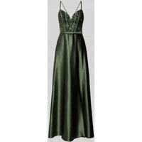 V.M. Abendkleid mit Zierstein- und Paillettenbesatz in Gruen, Größe 36 von V.M.