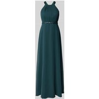 V.M. Abendkleid mit gelegten Falten und Cut Out am Rücken in Dunkelgruen, Größe 40 von V.M.