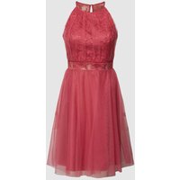 V.M. Cocktailkleid mit Spitzen-Besatz in Hellrot, Größe 42 von V.M.