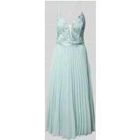 V.M. Cocktailkleid mit Spitzenbesatz und Plisseefalten in Mint, Größe 40 von V.M.