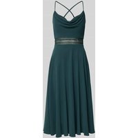 V.M. Knielanges Cocktailkleid mit Wasserfall-Ausschnitt in Dunkelgruen, Größe 38 von V.M.