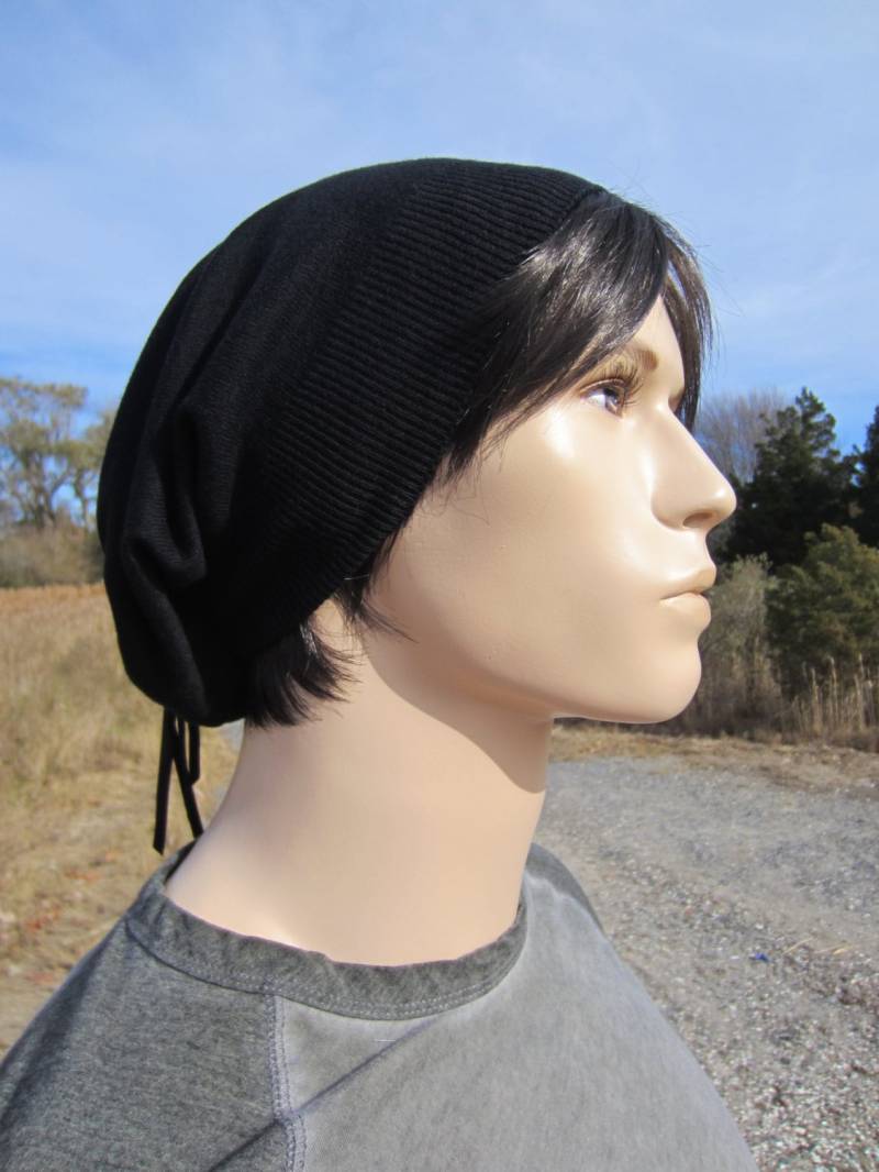 Basic Herren Slouchy Beanie Massive Schwarze Mütze Kaschmir Baumwolle Strick Tam A49 von VACATIONHOUSE