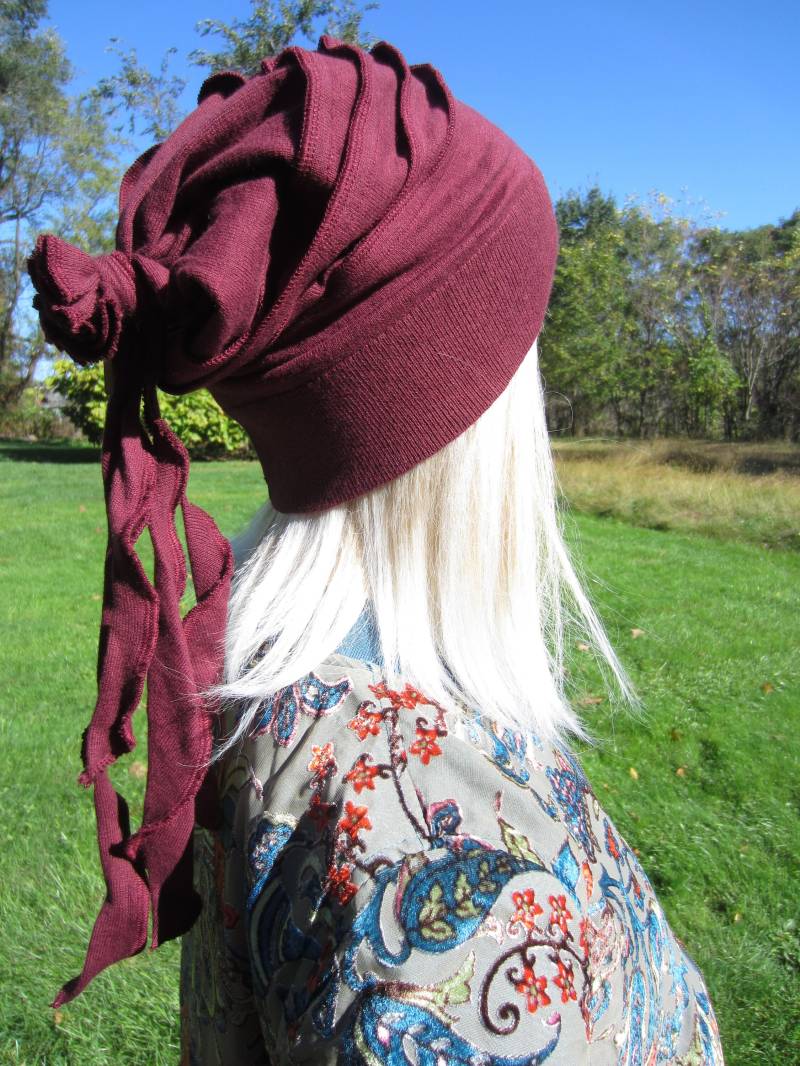 Damenmode Hüte Feste Burgundy Slouch Beanies Kaschmirmischung Rose Zurück Boho Kleidung A1444 von VACATIONHOUSE