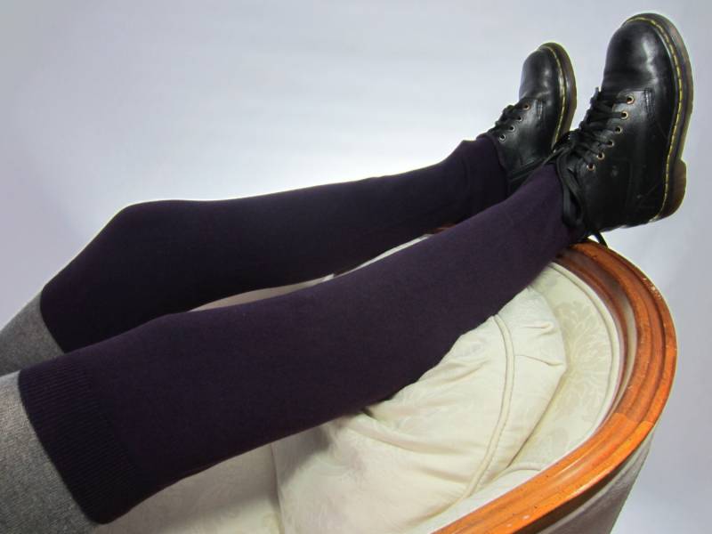 Plus Größe Xl Beinwärmer Socken Kaschmir Baumwollmischung Lila Overknee Stulpen A844-P von VACATIONHOUSE