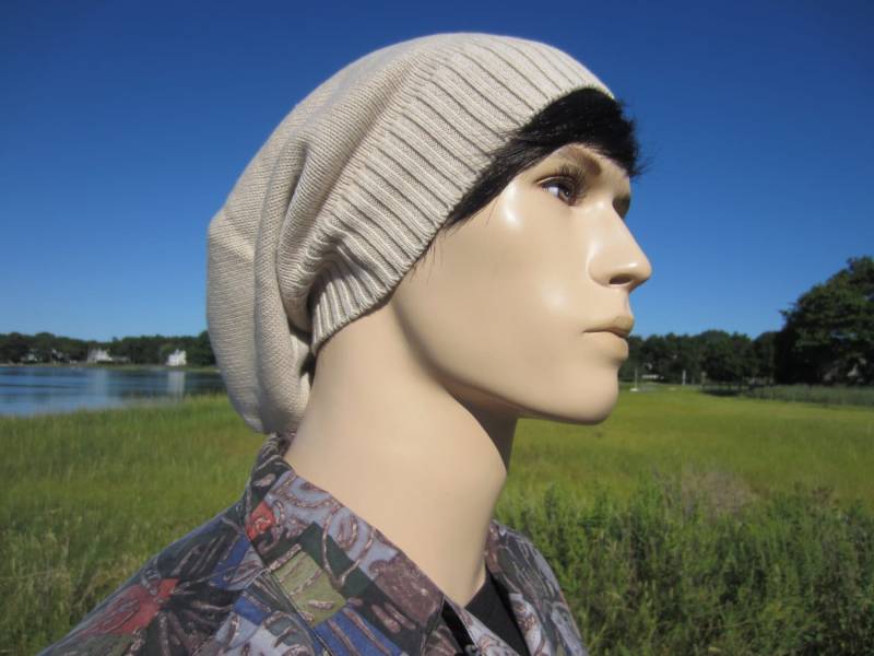 Winter Hat Men Es Slouchy Beanie Tan Light Brown Thick Knit Slouch Tam Warm Hats A1281 von VACATIONHOUSE
