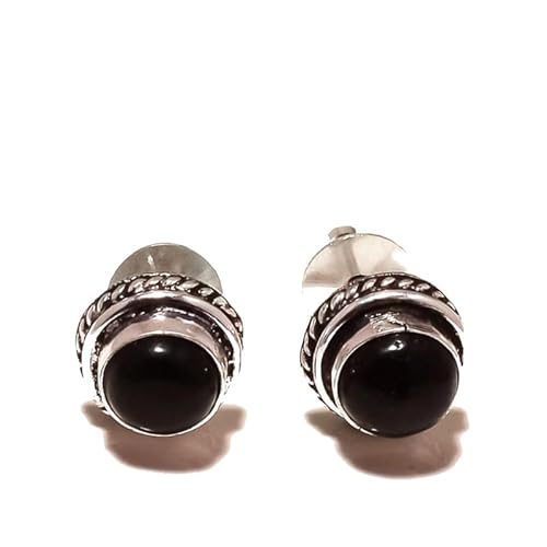 Handgefertigte Ohrstecker aus schwarzem Onyx, 5 mm, für Mädchen und Frauen, 925er Sterlingsilber vergoldeter Schmuck von VACHEE 2017 von VACHEE