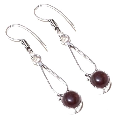 Lila Amethyst Quarz handgemachte Tropfenohrringe 2" lang für Mädchen Frauen 925 Sterling Silber vergoldet Schmuck von VACHEE 1641 von VACHEE