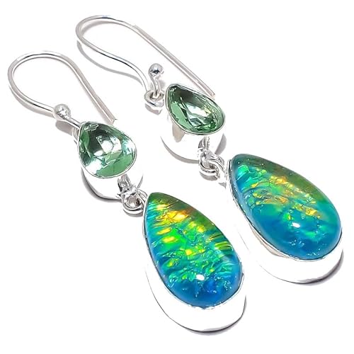 Triplet Opal Kyanit Quarz Multi-Stein Tropfen Ohrringe handgefertigt 2" für Mädchen Frauen 925 Sterling Silber vergoldet Schmuck von VACHEE 2467 von VACHEE