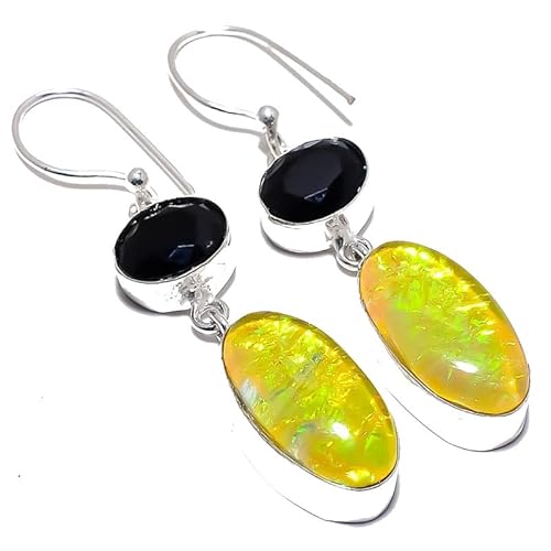 Triplet Opal Schwarz Spinell Multi-Stein handgemachte Tropfen Ohrringe 2" für Mädchen Frauen 925 Sterling Silber vergoldet Schmuck von VACHEE 2393 von VACHEE