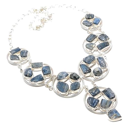 VACHEE Blauer Kyanit, handgefertigte schwere Halskette für Mädchen und Frauen, 925er Sterlingsilber vergoldeter Schmuck 8 von VACHEE