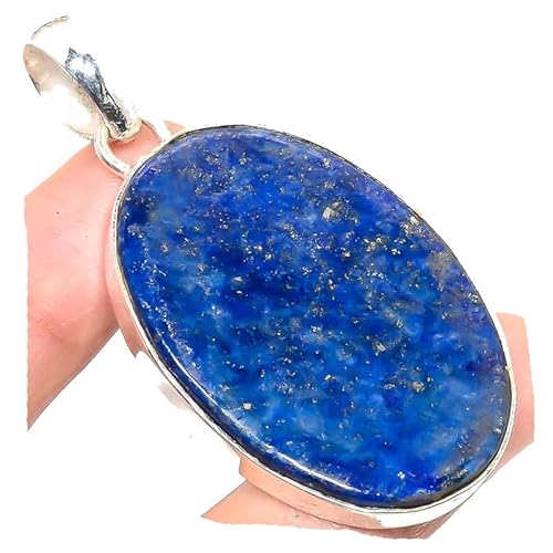 VACHEE Blauer Lapislazuli handgefertigter Anhänger 1,77" lang für Mädchen Frauen 925 Sterling Silber vergoldeter Schmuck 1732 von VACHEE