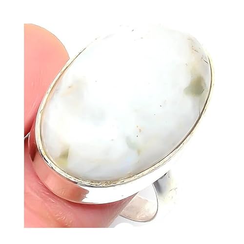 VACHEE Glänzender Regenbogen-Mondstein, handgefertigter verstellbarer Ring für Mädchen und Frauen, Größe 7, US-Schmuck aus 925er Sterlingsilber 2315 von VACHEE