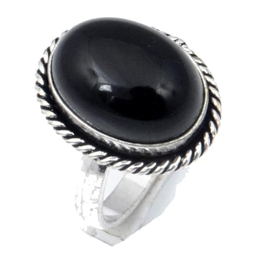 VACHEE Handgefertigter Ring aus schwarzem Onyx, Größe 7,75 US, für Mädchen und Frauen, Schmuck aus 925er Sterlingsilber 547 von VACHEE
