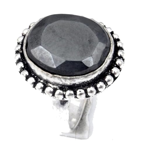 VACHEE Handgefertigter Ring aus schwarzem Spinell, Größe 6,75 US, für Mädchen und Frauen, 925 Sterling Silber vergoldeter Schmuck 527 von VACHEE