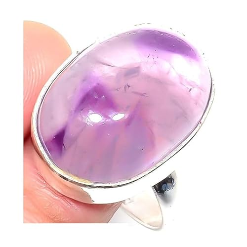 VACHEE Handgefertigter verstellbarer Ring mit violettem Amethyst-Quarz für Mädchen und Frauen, Größe 7, US-Schmuck aus 925er Sterlingsilber 2276 von VACHEE