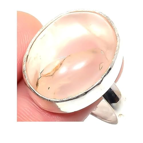 VACHEE Handgefertigter verstellbarer Rosenquarz-Ring für Mädchen und Frauen, Größe 7, US-Schmuck aus 925er Sterlingsilber 2280 von VACHEE