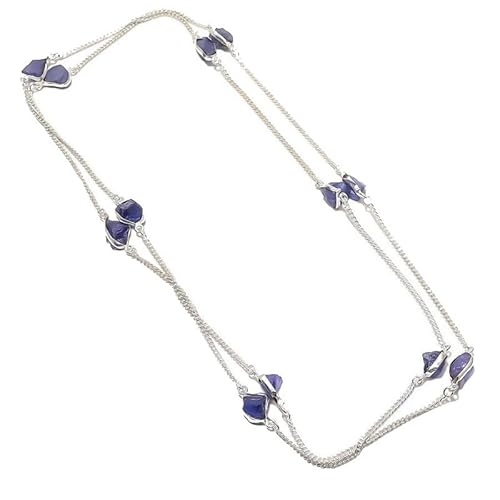 VACHEE Lila Amethyst Quarz grobe handgemachte Halskette 18" Mädchen Frauen 925 Sterling Silber vergoldet Schmuck 1060 von VACHEE