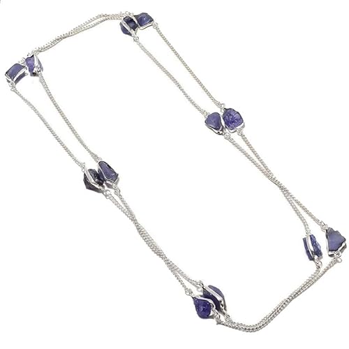 VACHEE Lila Amethyst Quarz grobe handgemachte Halskette 18" Mädchen Frauen 925 Sterling Silber vergoldet Schmuck 1073 von VACHEE