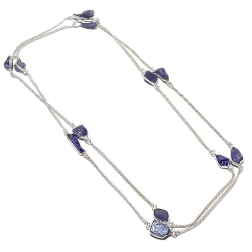 VACHEE Lila Amethyst Quarz grobe handgemachte Halskette 18" Mädchen Frauen 925 Sterling Silber vergoldet Schmuck 1086 von VACHEE