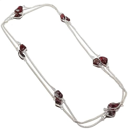 VACHEE Lila Amethyst Quarz rauer Stein handgemachte tiefe Hals lange Halskette 35" für Mädchen Frauen 925 Sterling Silber vergoldet Schmuck 1103 von VACHEE