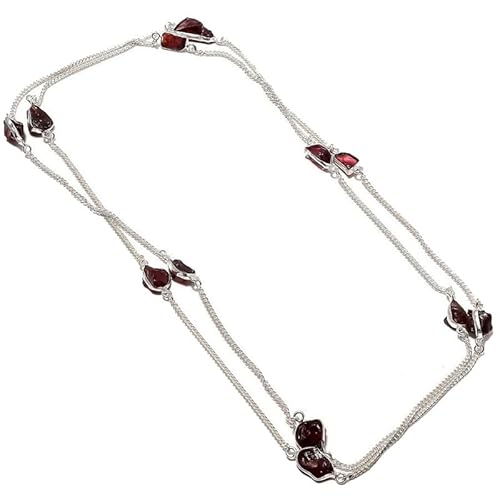 VACHEE Lila Amethyst Quarz rauer Stein handgemachte tiefe Hals lange Halskette 35" für Mädchen Frauen 925 Sterling Silber vergoldet Schmuck 1127 von VACHEE