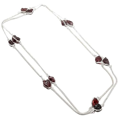 VACHEE Lila Amethyst Quarz rauer Stein handgemachte tiefe Hals lange Halskette 35" für Mädchen Frauen 925 Sterling Silber vergoldet Schmuck 1129 von VACHEE