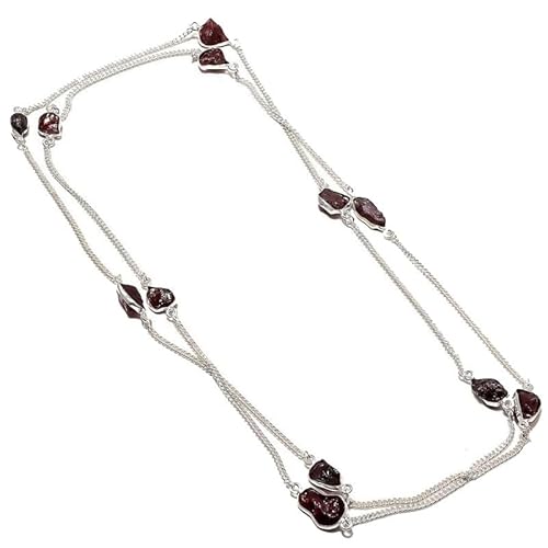 VACHEE Lila Amethyst Quarz rauer Stein handgemachte tiefe Hals lange Halskette 35" für Mädchen Frauen 925 Sterling Silber vergoldet Schmuck 1142 von VACHEE