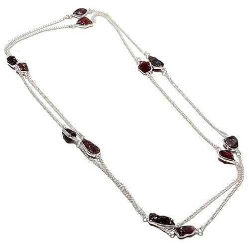 VACHEE Lila Amethyst Quarz rauer Stein handgemachte tiefe Hals lange Halskette 35" für Mädchen Frauen 925 Sterling Silber vergoldet Schmuck 1151 von VACHEE