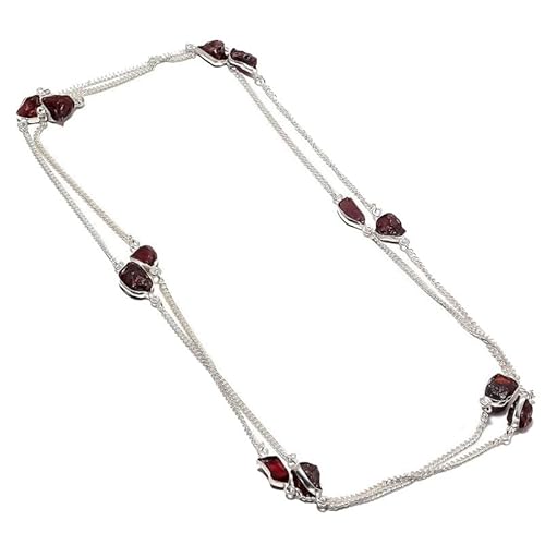 VACHEE Lila Amethyst Quarz rauer Stein handgemachte tiefe Hals lange Halskette 35" für Mädchen Frauen 925 Sterling Silber vergoldet Schmuck 1153 von VACHEE