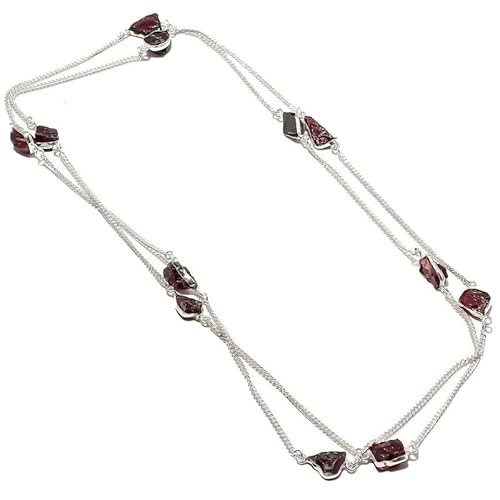 VACHEE Lila Amethyst Quarz rauer Stein handgemachte tiefe Hals lange Halskette 35" für Mädchen Frauen 925 Sterling Silber vergoldet Schmuck 1171 von VACHEE