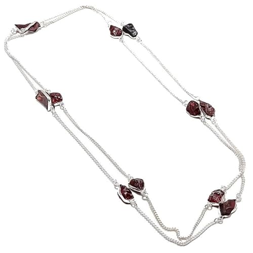 VACHEE Lila Amethyst Quarz rauer Stein handgemachte tiefe Hals lange Halskette 35" für Mädchen Frauen 925 Sterling Silber vergoldet Schmuck 1183 von VACHEE