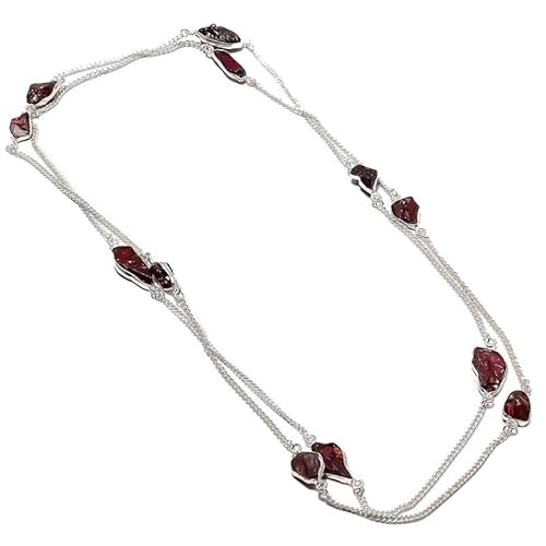 VACHEE Lila Amethyst Quarz rauer Stein handgemachte tiefe Hals lange Halskette 35" für Mädchen Frauen 925 Sterling Silber vergoldet Schmuck 1193 von VACHEE