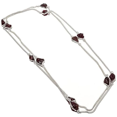 VACHEE Lila Amethyst Quarz rauer Stein handgemachte tiefe Hals lange Halskette 35" für Mädchen Frauen 925 Sterling Silber vergoldet Schmuck 1209 von VACHEE