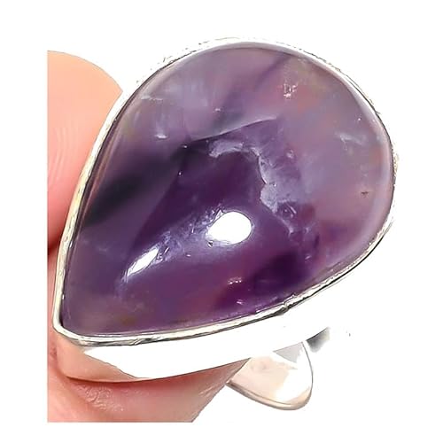 VACHEE Lila brasilianischer Amethyst-Quarz, handgefertigter verstellbarer Ring für Mädchen und Frauen, Größe 7, US-Schmuck aus 925er Sterlingsilber 2421 von VACHEE