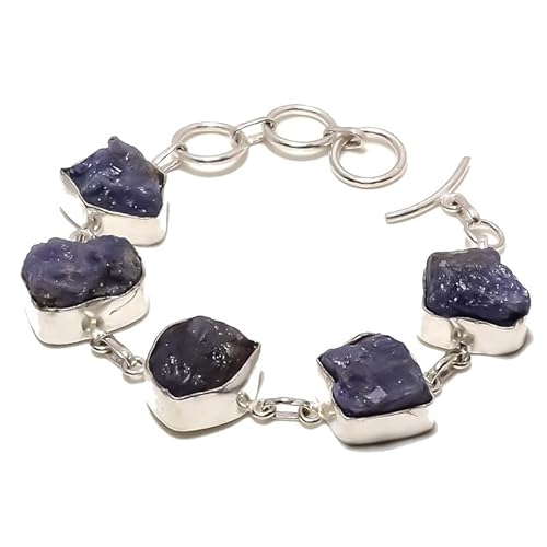 VACHEE Lila brasilianischer Amethyst-Quarz, handgefertigtes Armband mit 5 Edelsteinen, 17,8–22,9 cm, für Mädchen und Frauen, 925er-Sterlingsilber vergoldeter Schmuck 3289 von VACHEE