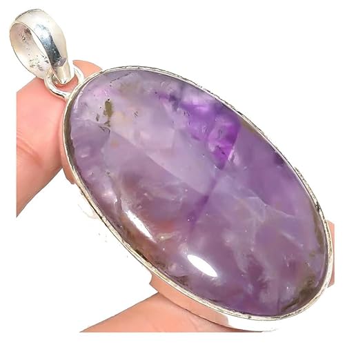 VACHEE Lila brasilianischer Amethyst-Quarz-Anhänger, handgefertigt, 5,5 cm, für Mädchen und Frauen, 925er-Sterlingsilber vergoldeter Schmuck 1955 von VACHEE