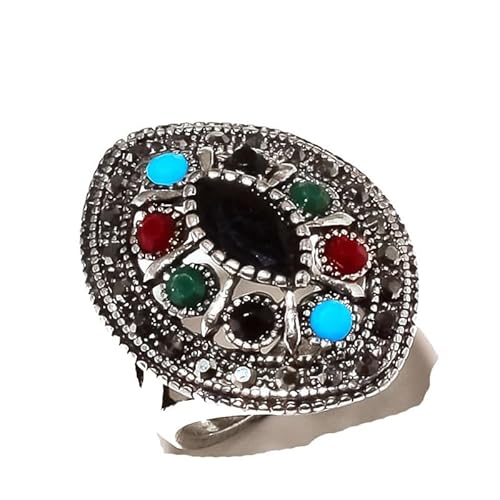 VACHEE Marka Design Multi-Stone Simulierter Ring, Größe 7,75 US, handgefertigt für Mädchen und Frauen, 925er Sterlingsilber plattierter Schmuck 2213 von VACHEE