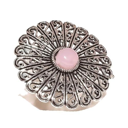VACHEE Pink Rose Quartz Handmade Adjustable Ring Size 6 US for girls women 925 Sterling Silver Plated Jewelry From 1469 von VACHEE