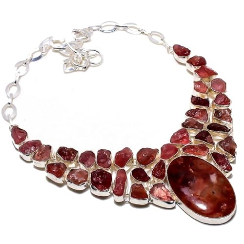 VACHEE Roter Karneol, Lodolit, handgefertigte Halskette, 45,7 cm, für Mädchen und Frauen, 925er Sterlingsilber vergoldeter Schmuck 3500 von VACHEE