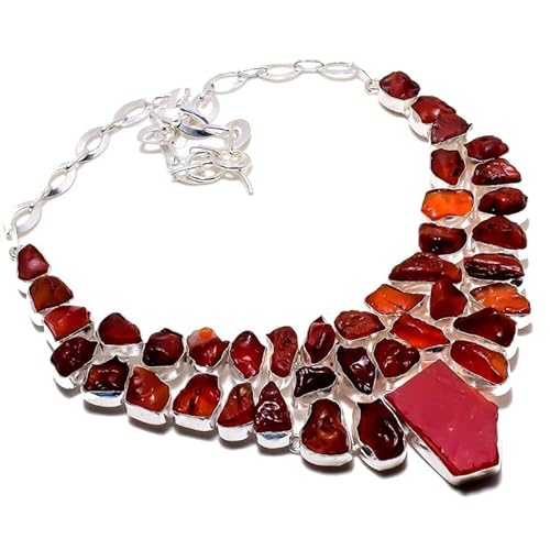 VACHEE Roter Karneol, grobe handgefertigte Halskette, 45,7 cm, für Mädchen und Frauen, 925er-Sterlingsilber vergoldeter Schmuck 3612 von VACHEE