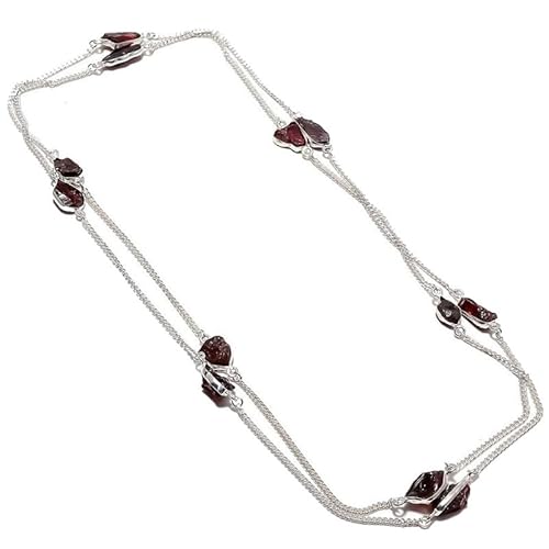 VACHEE Roter Karneol, rauer Stein, handgefertigt, tiefer Hals, lange Halskette, 88,9 cm, für Mädchen und Frauen, 925er Sterlingsilber vergoldeter Schmuck 1180 von VACHEE