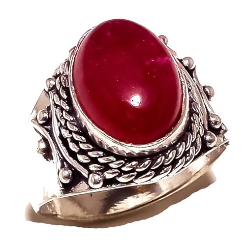 VACHEE Roter Kaschmir-Rubin, handgefertigter Ring, Größe 9,5 US, für Mädchen und Frauen, 925er Sterlingsilber vergoldeter Schmuck 1602 von VACHEE