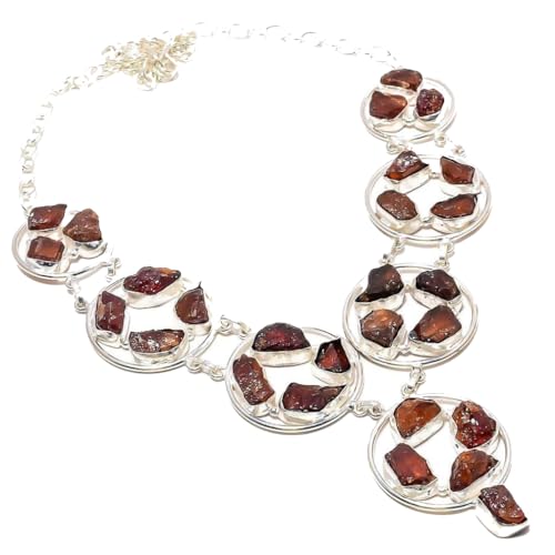 VACHEE Rough Rock Red Carnelian Handgefertigte Halskette 18" Mädchen Damen 925 Sterling Silber plattierter Schmuck 106 von VACHEE