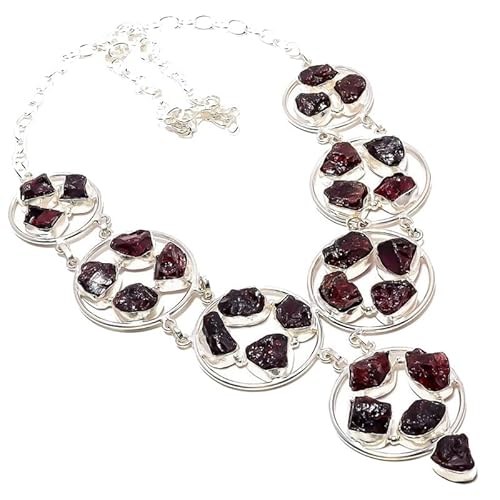 VACHEE Rough Rock Red Granat Quarz handgemachte Halskette 18" Mädchen Frauen 925 Sterling Silber vergoldet Schmuck 101 von VACHEE