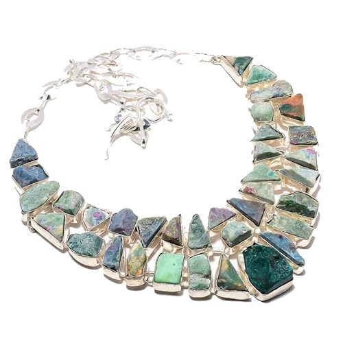 VACHEE Rubin-Zoisit-Rough-Rock-handgefertigte schwere Halskette 18" Mädchen Damen 925 versilberter Schmuck 401 von VACHEE