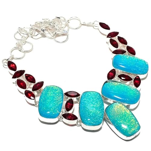 VACHEE Triplet Opal Red Granat Quarz Multi-Stein handgemachte schwere Halskette 18" für Mädchen Frauen 925 Sterling Silber vergoldet Schmuck 1249 von VACHEE