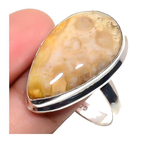 VACHEE Verstellbarer Ring aus indonesischer Fossilkoralle, Größe 7 US, für Mädchen und Frauen, Schmuck aus 925er Sterlingsilber 1580 von VACHEE